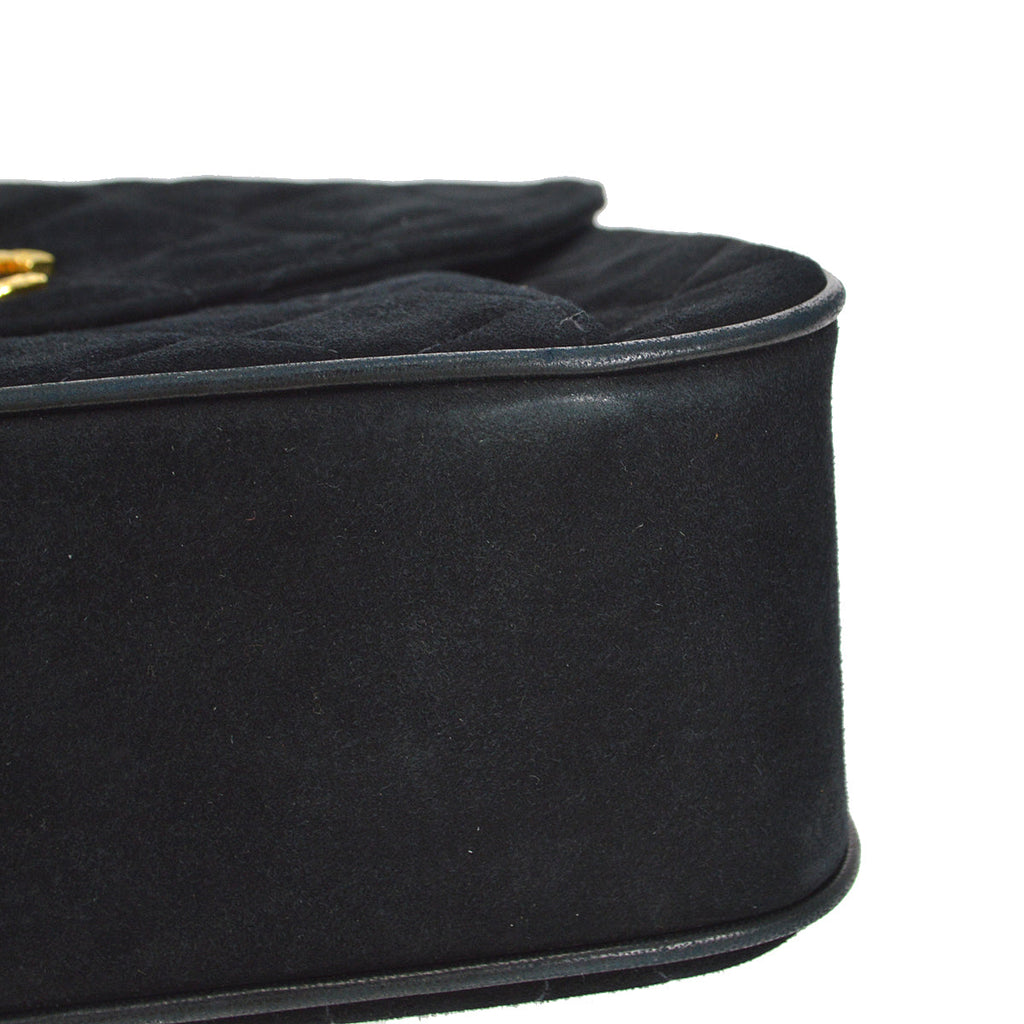 CHANEL 1991-1994 Round Flap Small Black Suede
