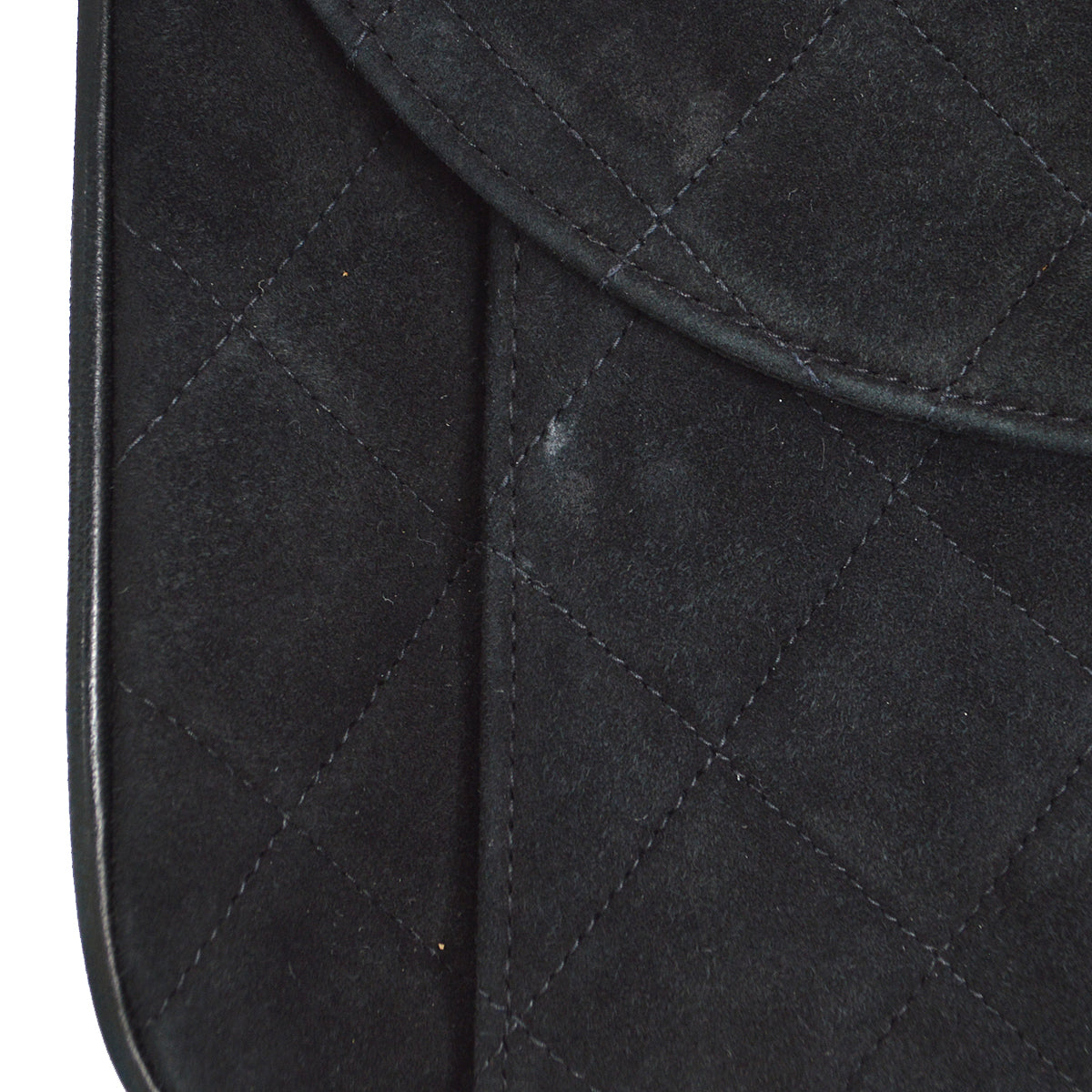 CHANEL 1991-1994 Round Flap Small Black Suede