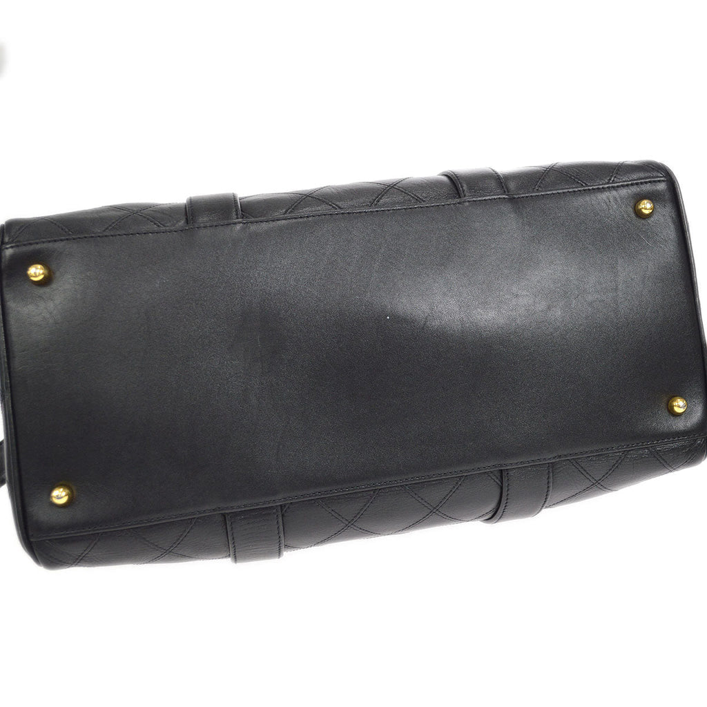CHANEL 1994-1996 Cosmoline 2way Boston 35 Black Calfskin