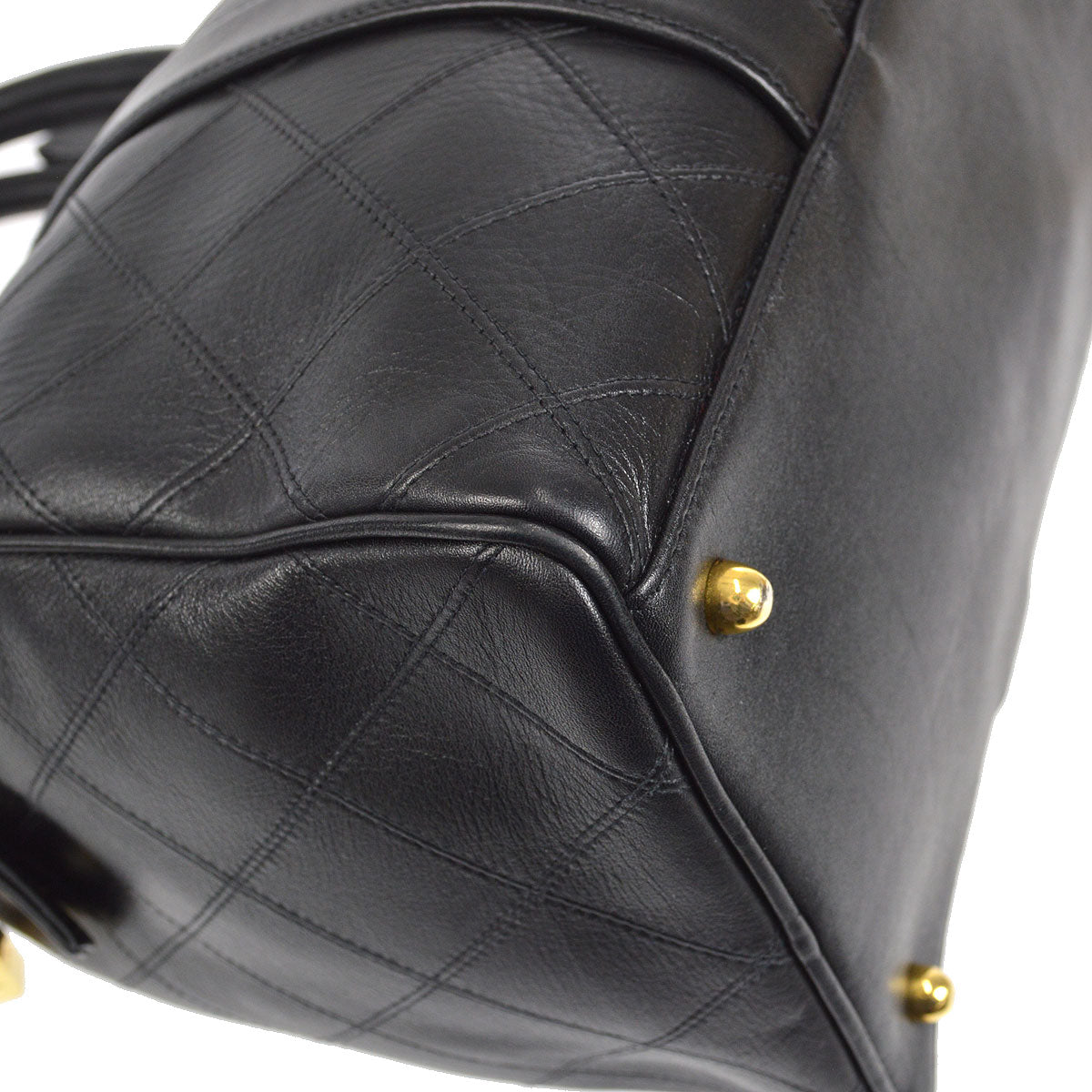 CHANEL 1994-1996 Cosmoline 2way Boston 35 Black Calfskin