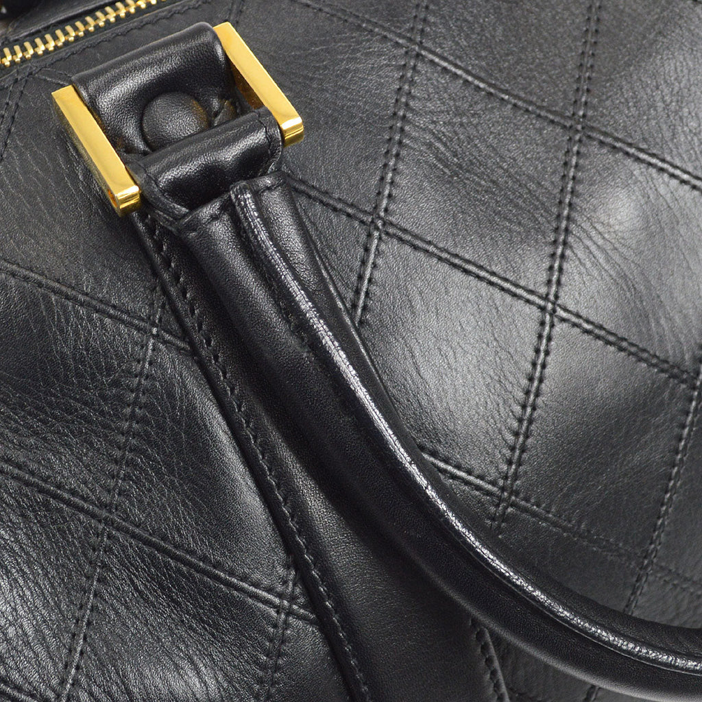 CHANEL 1994-1996 Cosmoline 2way Boston 35 Black Calfskin