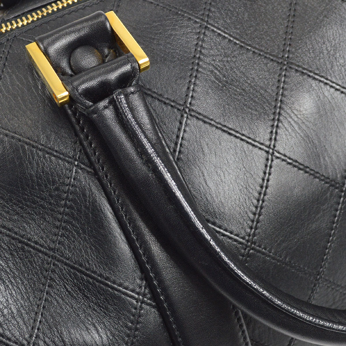 CHANEL 1994-1996 Cosmoline 2way Boston 35 Black Calfskin