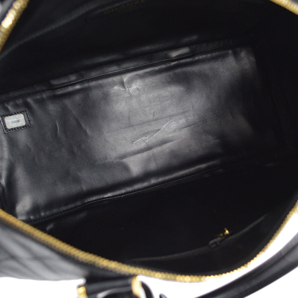CHANEL 1994-1996 Cosmoline 2way Boston 35 Black Calfskin