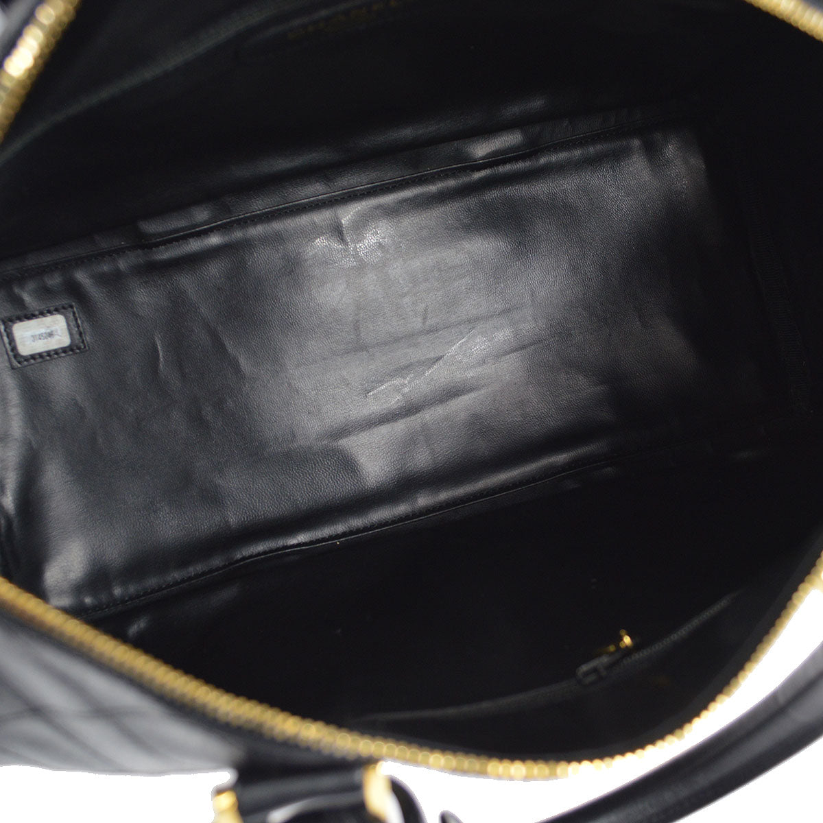CHANEL 1994-1996 Cosmoline 2way Boston 35 Black Calfskin