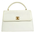 CHANEL 1997-1999 Kelly 25 White Caviar