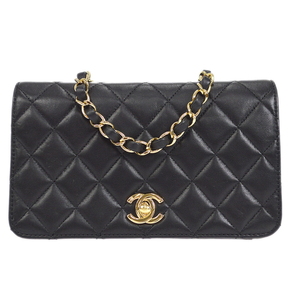 CHANEL 2009-2010 CC Turnlock Full Flap Mini Black Lambskin