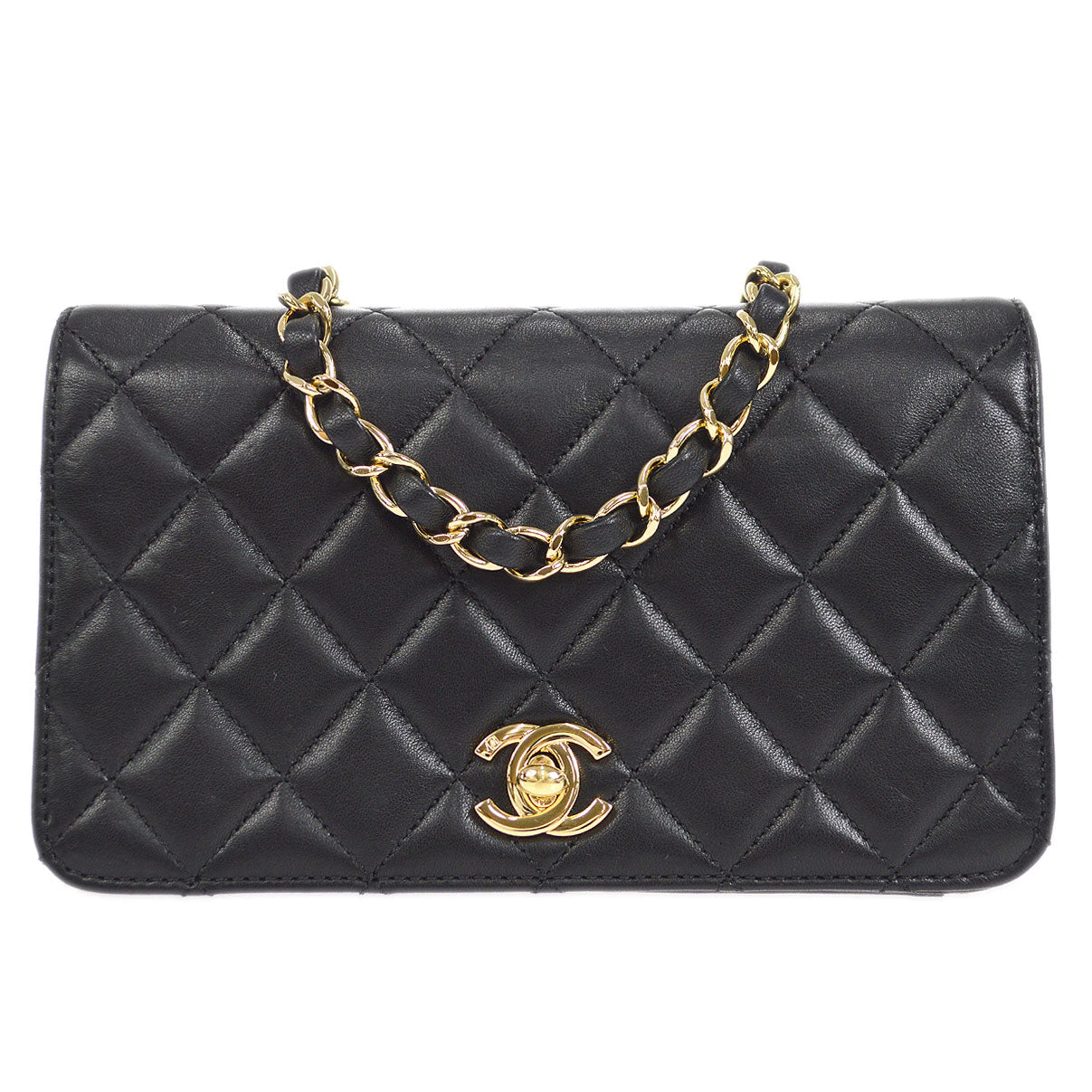 CHANEL 2009-2010 CC Turnlock Full Flap Mini Black Lambskin