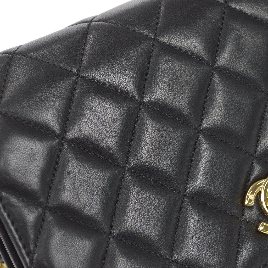 CHANEL 2009-2010 CC Turnlock Full Flap Mini Black Lambskin