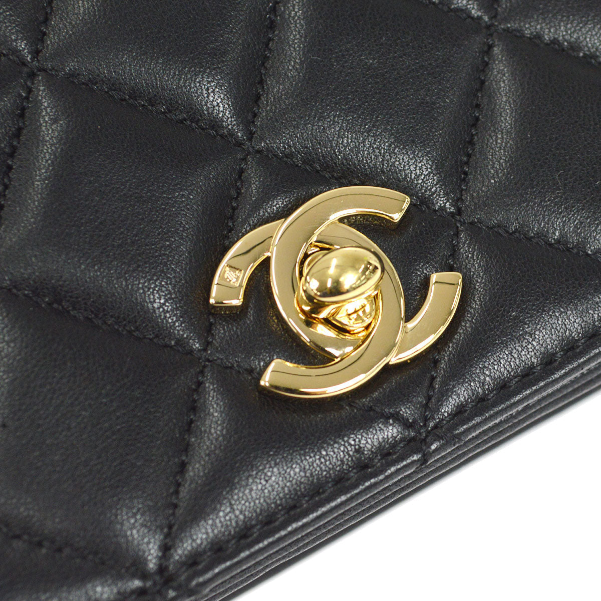 CHANEL 2009-2010 CC Turnlock Full Flap Mini Black Lambskin