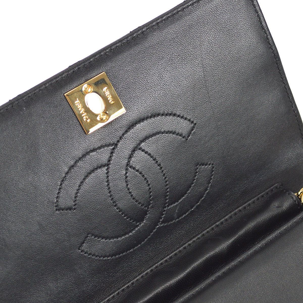 CHANEL 2009-2010 CC Turnlock Full Flap Mini Black Lambskin