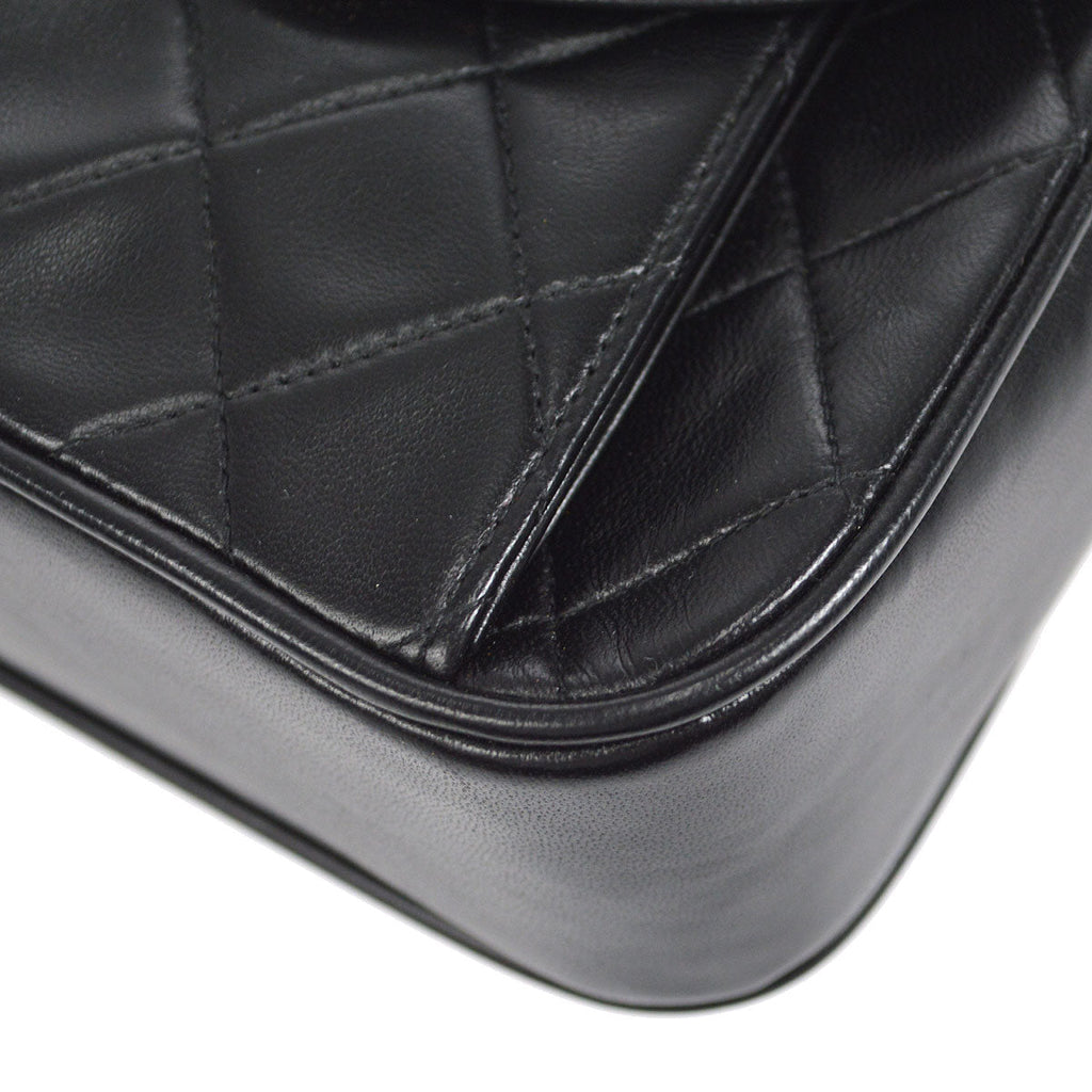 CHANEL 1994-1996 Round Flap Bag Mini Black Lambskin
