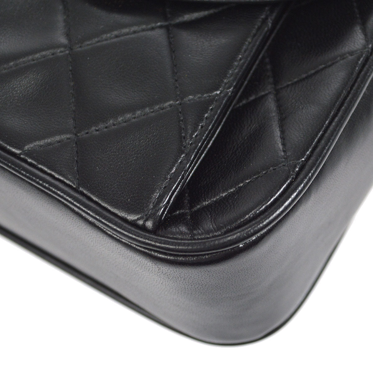CHANEL 1994-1996 Round Flap Bag Mini Black Lambskin