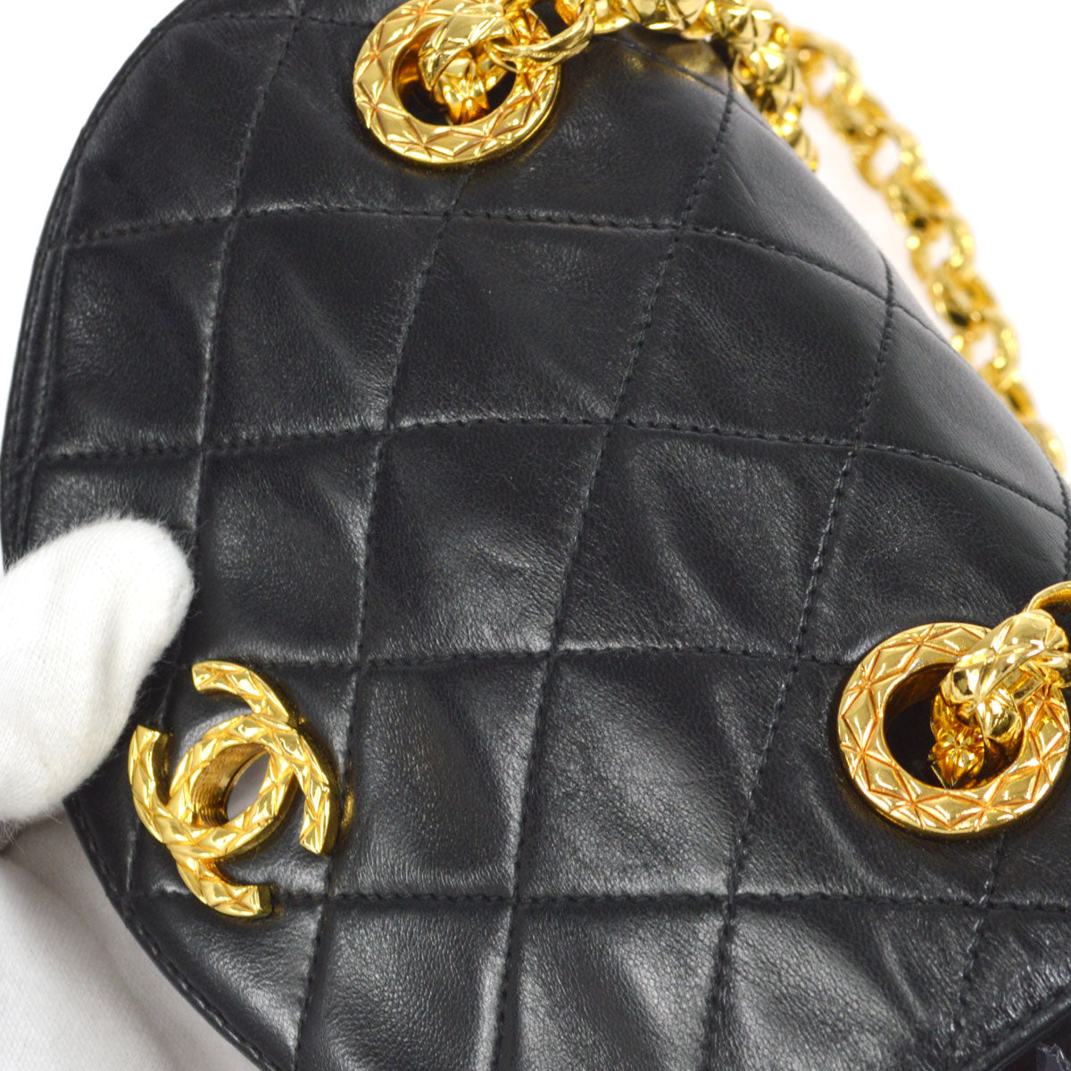 CHANEL 1994-1996 Round Flap Bag Mini Black Lambskin
