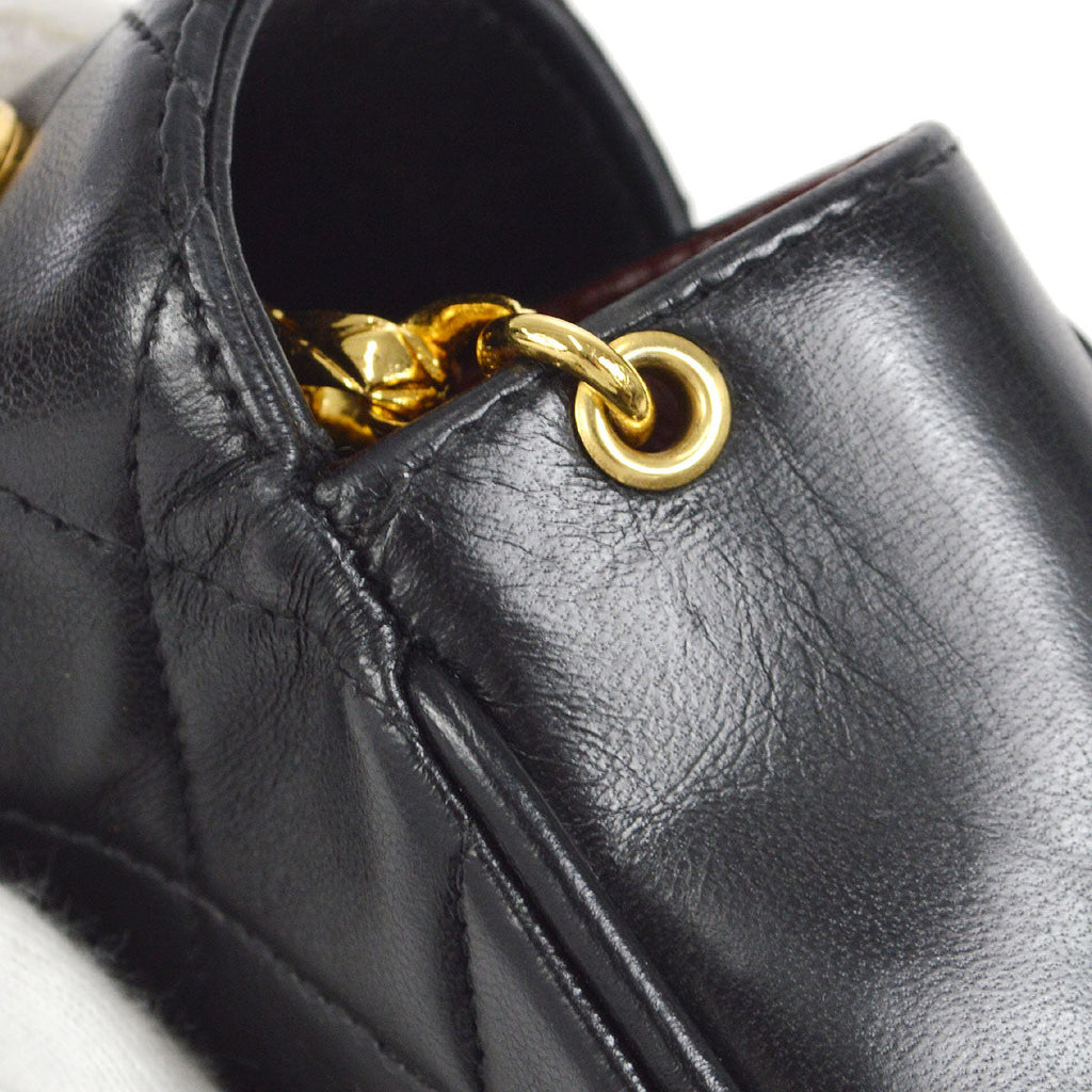 CHANEL 1994-1996 Round Flap Bag Mini Black Lambskin
