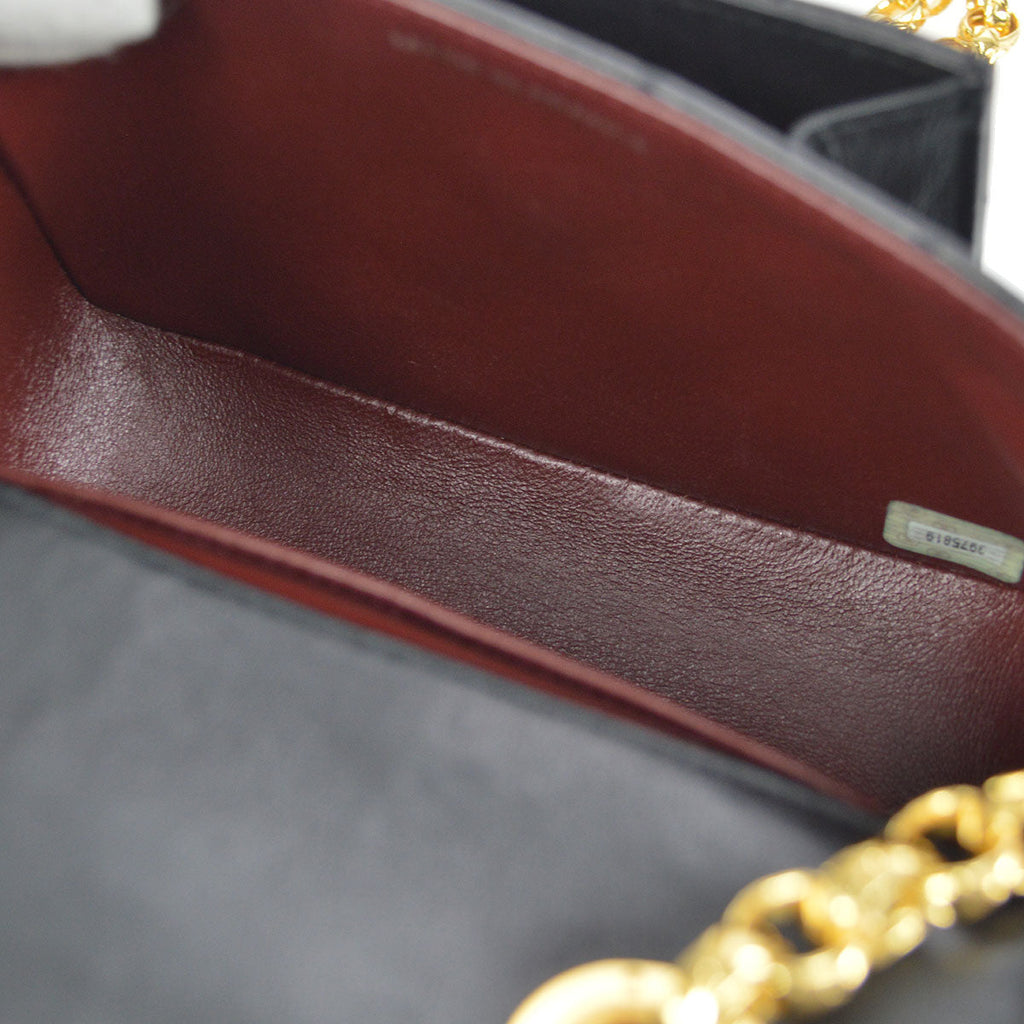 CHANEL 1994-1996 Round Flap Bag Mini Black Lambskin