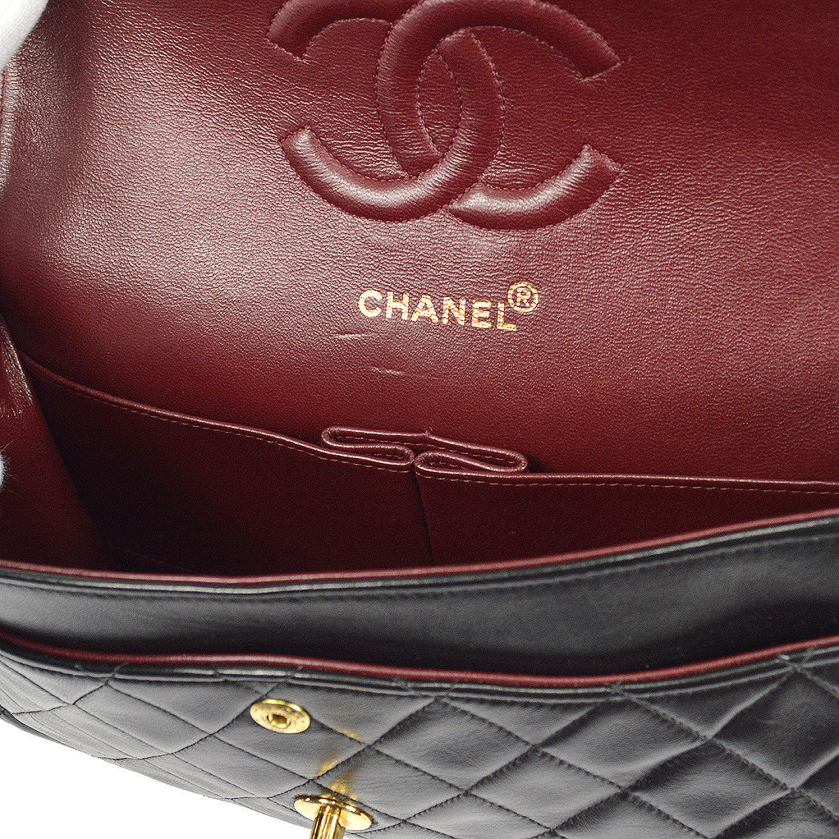 CHANEL 1996-1997 Classic Double Flap Medium Black Lambskin