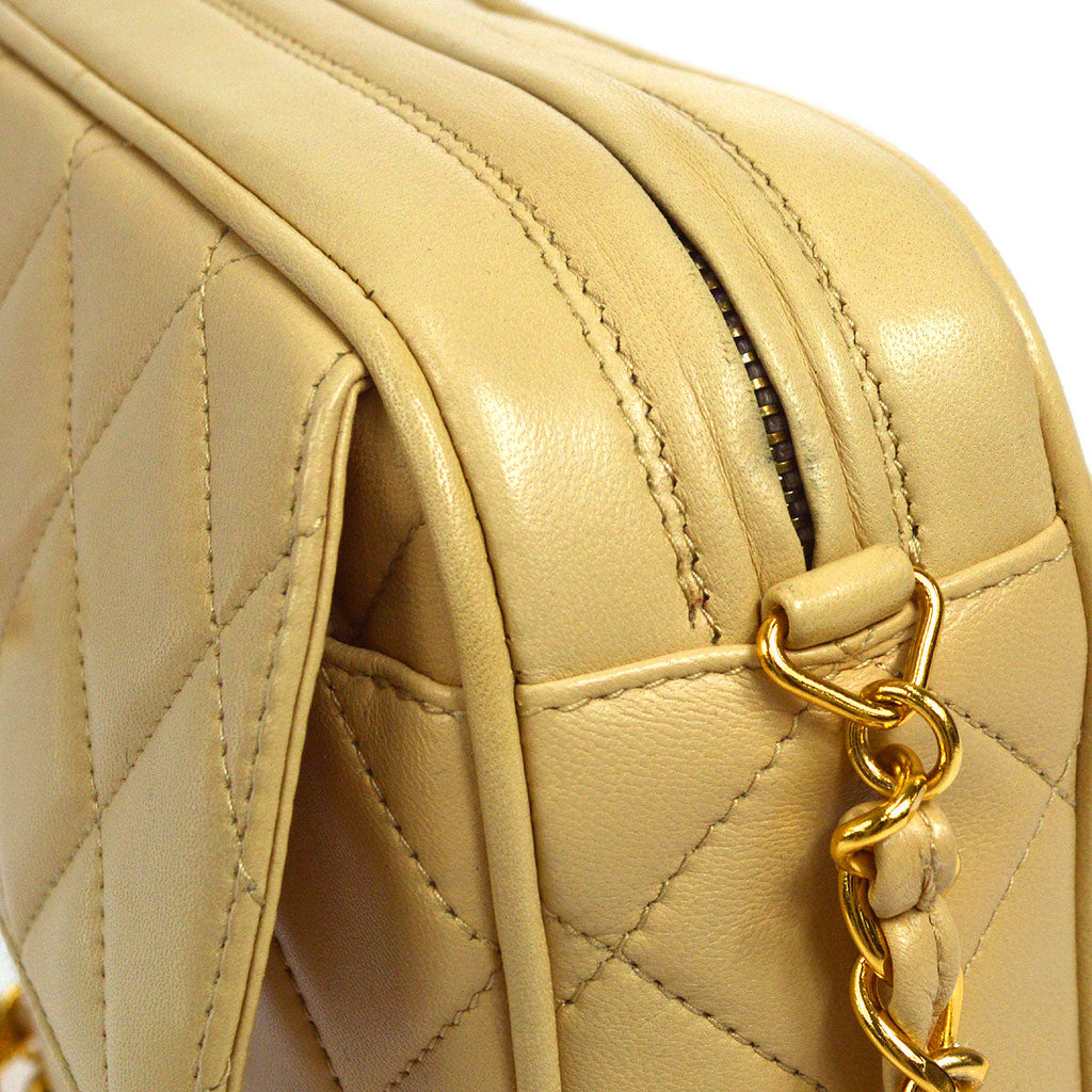 CHANEL 1994-1996 Pocket Camera Bag Mini Beige Lambskin