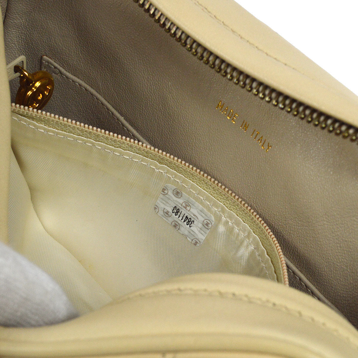 CHANEL 1994-1996 Pocket Camera Bag Mini Beige Lambskin