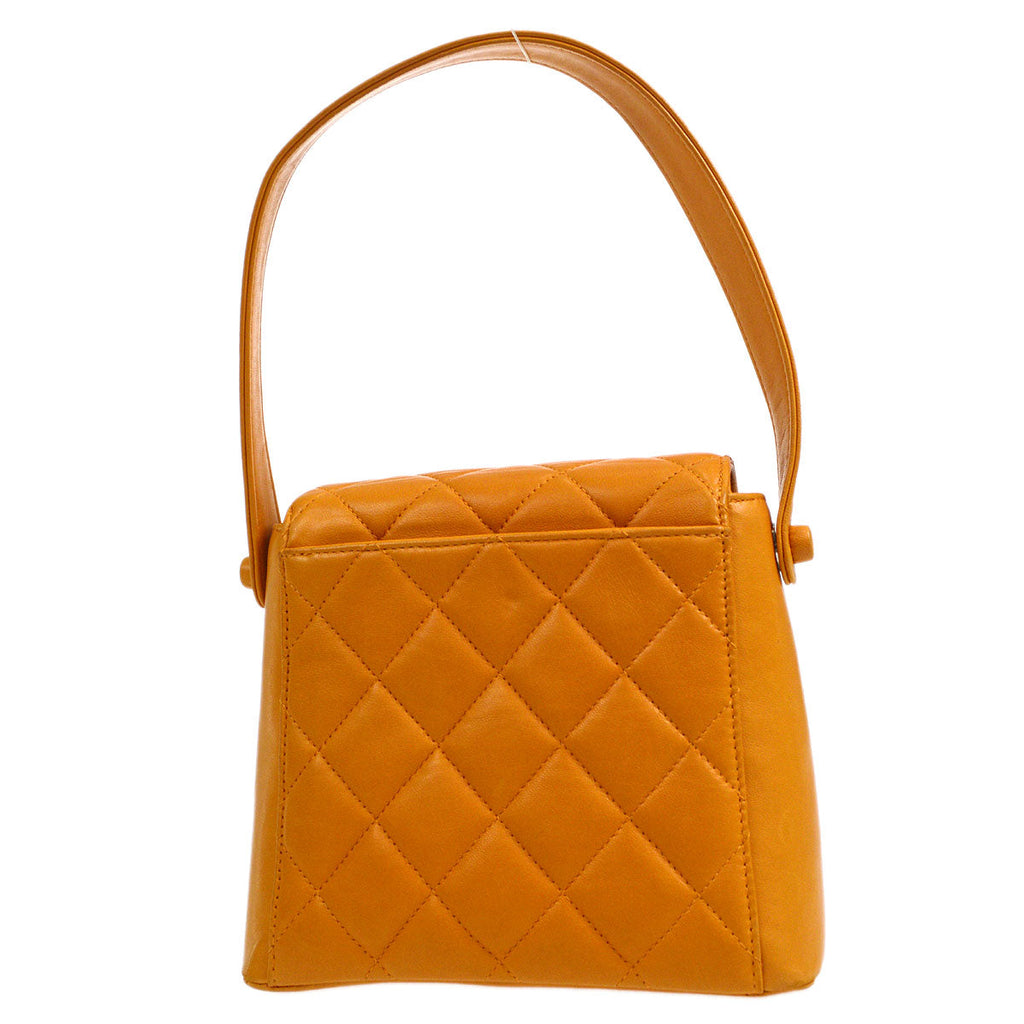 CHANEL 1997-1999 Flap Handbag Mini SHW Orange Lambskin