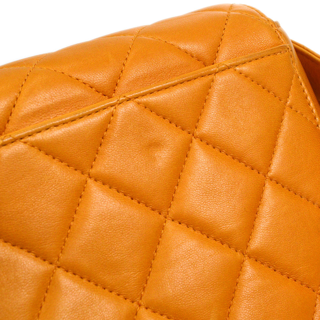 CHANEL 1997-1999 Flap Handbag Mini SHW Orange Lambskin
