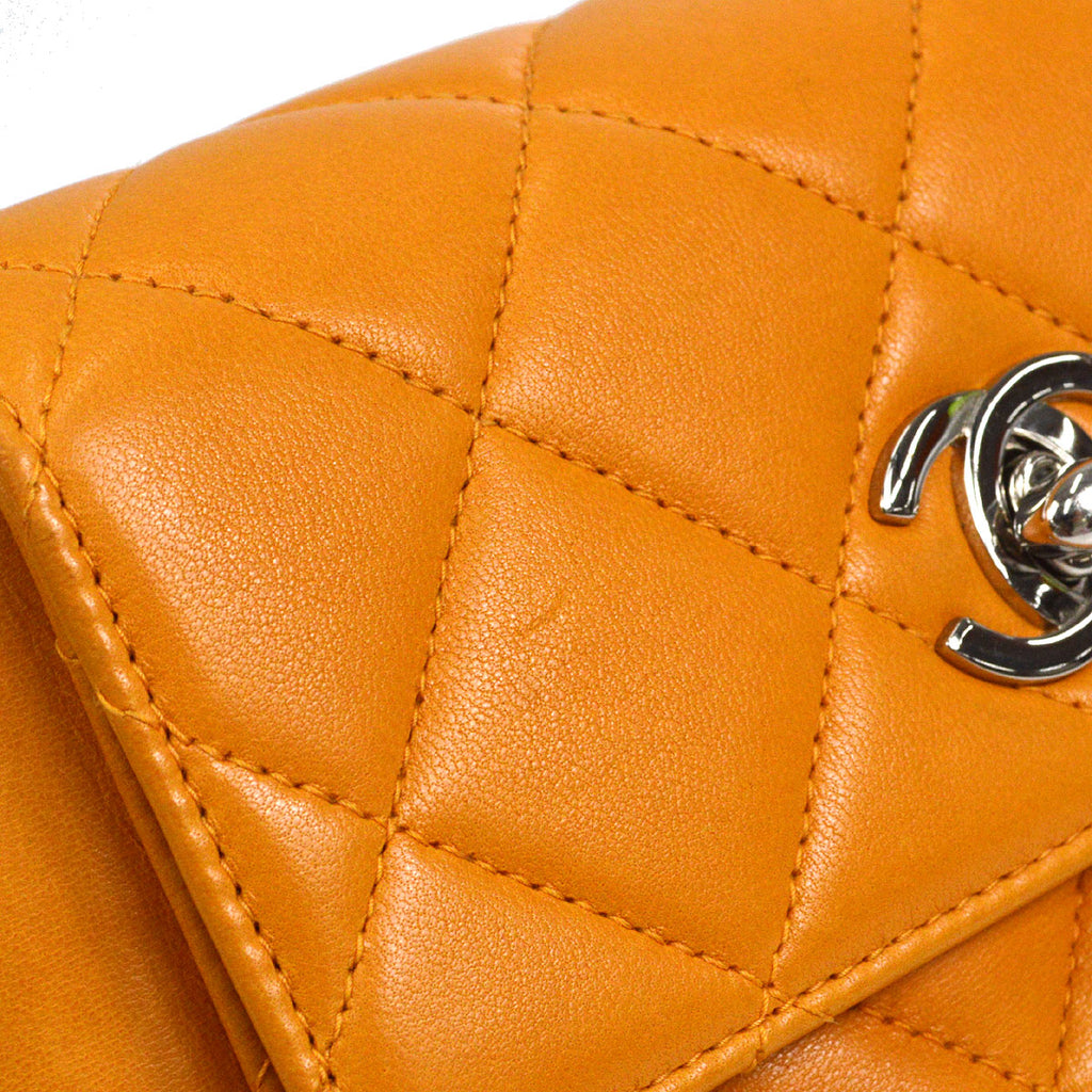 CHANEL 1997-1999 Flap Handbag Mini SHW Orange Lambskin