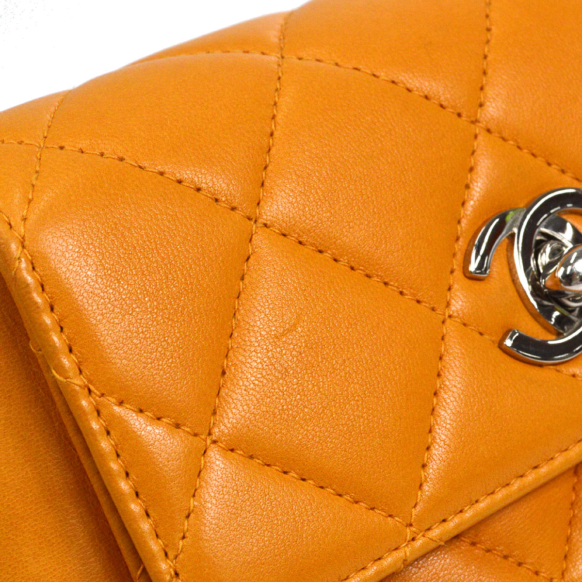 CHANEL 1997-1999 Flap Handbag Mini SHW Orange Lambskin