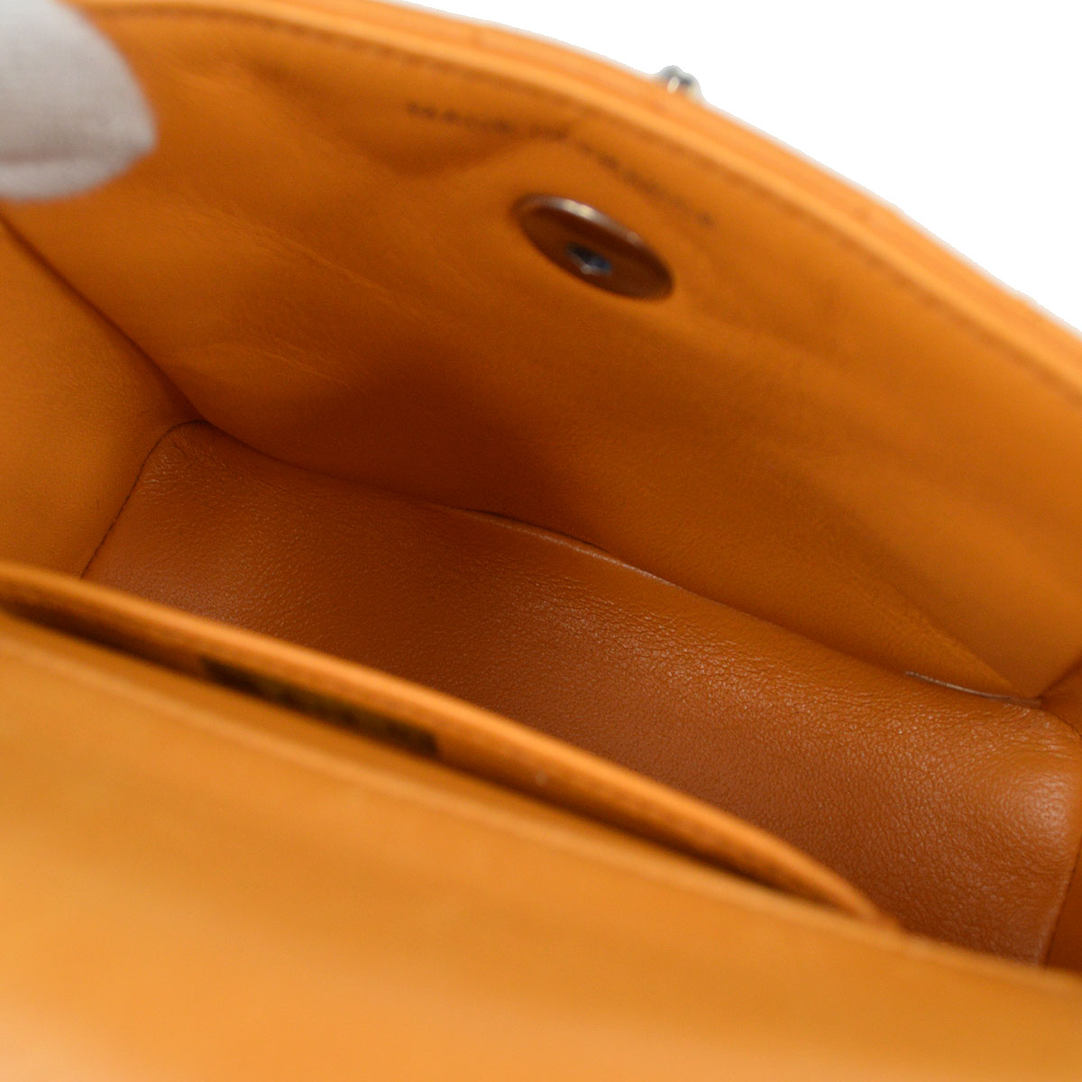 CHANEL 1997-1999 Flap Handbag Mini SHW Orange Lambskin