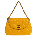 CHANEL 1996-1997 Round Flap Handbag Orange Lambskin
