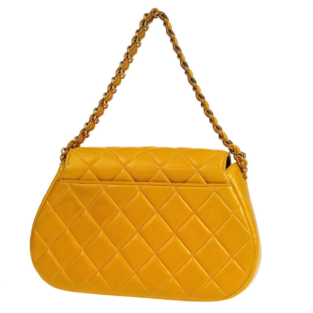 CHANEL 1996-1997 Round Flap Handbag Orange Lambskin