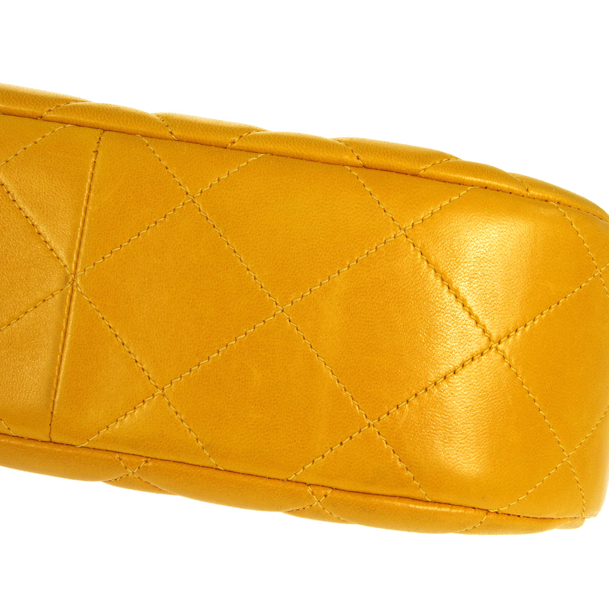 CHANEL 1996-1997 Round Flap Handbag Orange Lambskin