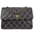 CHANEL 2001-2003 Wild Stitch Straight Flap Jumbo Black Calfskin