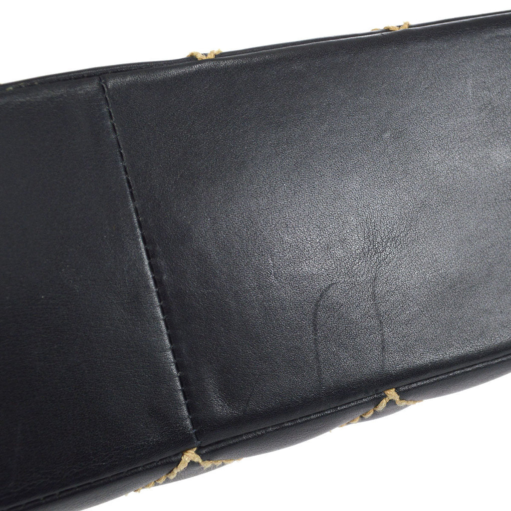 CHANEL 2001-2003 Wild Stitch Straight Flap Jumbo Black Calfskin
