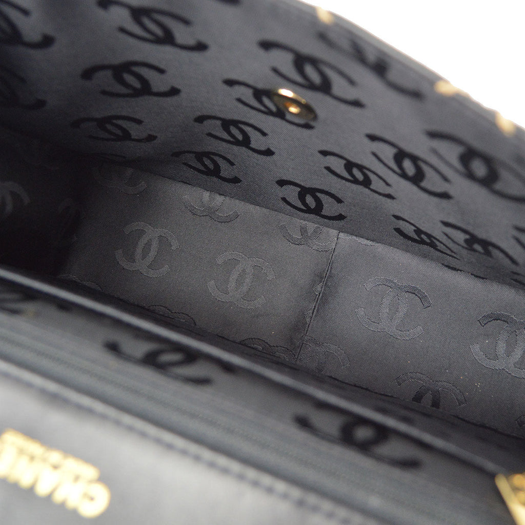 CHANEL 2001-2003 Wild Stitch Straight Flap Jumbo Black Calfskin