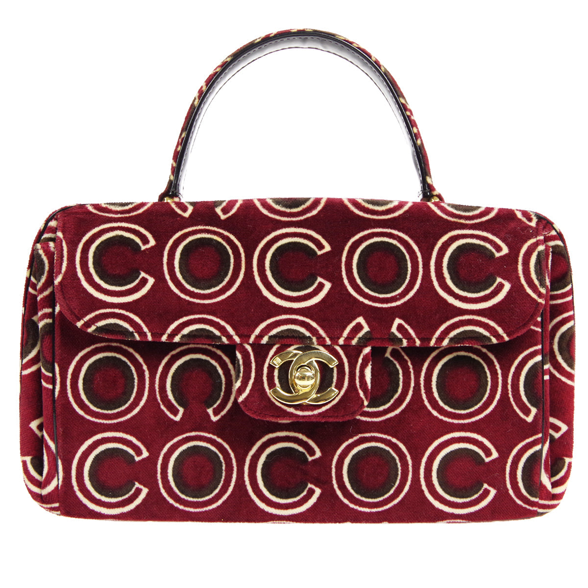 CHANEL 2001-2003 COCO Handbag Bordeaux Velvet