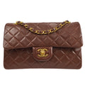 CHANEL 1996-1997 Classic Double Flap Small Brown Lambskin