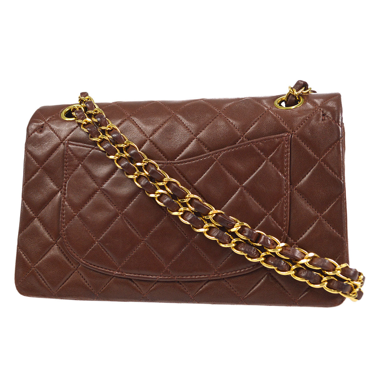CHANEL 1996-1997 Classic Double Flap Small Brown Lambskin