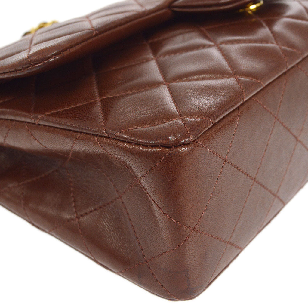 CHANEL 1996-1997 Classic Double Flap Small Brown Lambskin