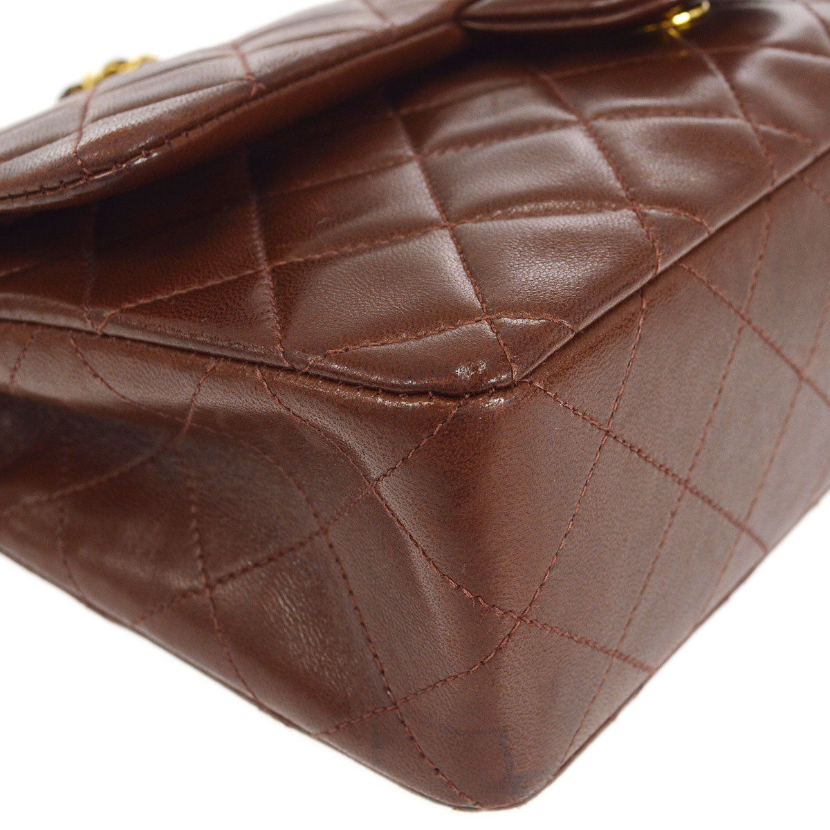 CHANEL 1996-1997 Classic Double Flap Small Brown Lambskin