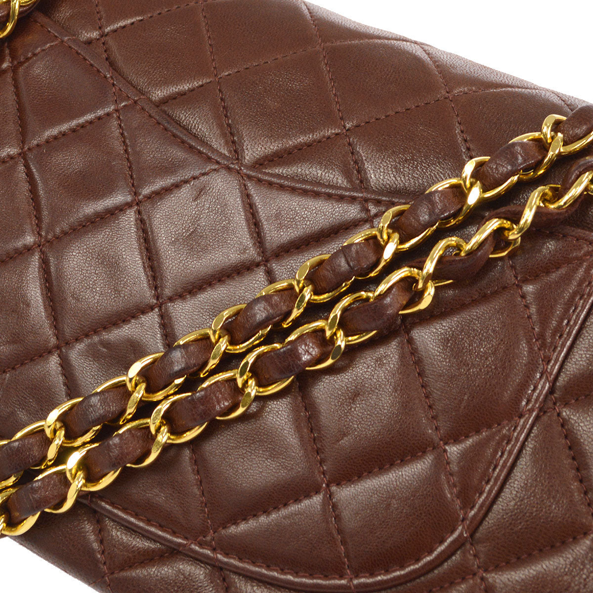 CHANEL 1996-1997 Classic Double Flap Small Brown Lambskin