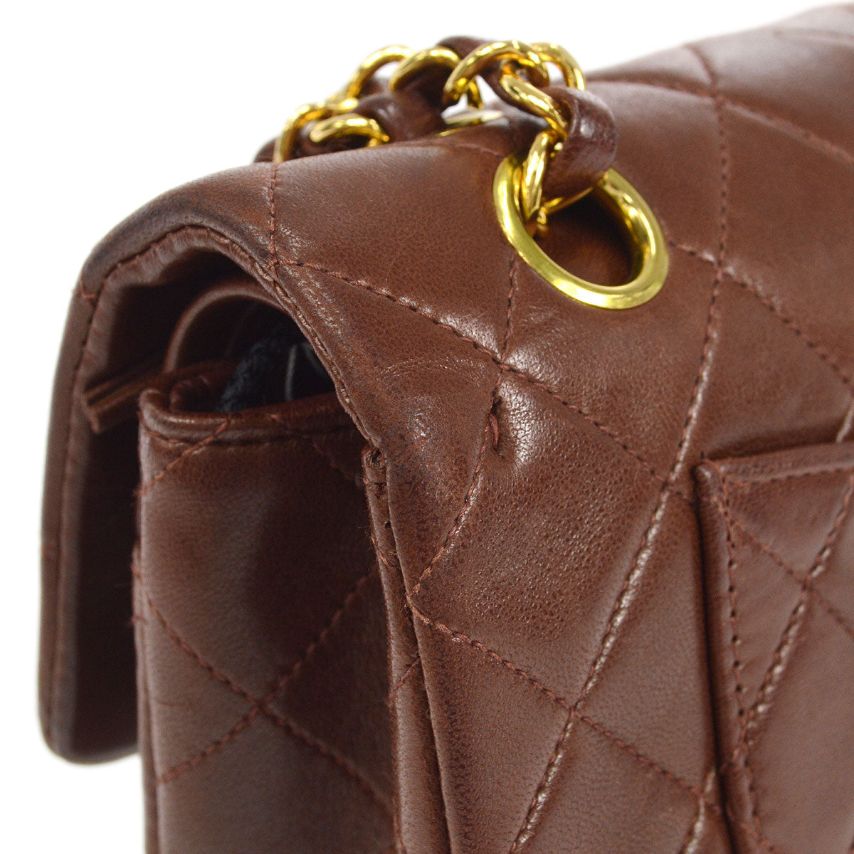 CHANEL 1996-1997 Classic Double Flap Small Brown Lambskin
