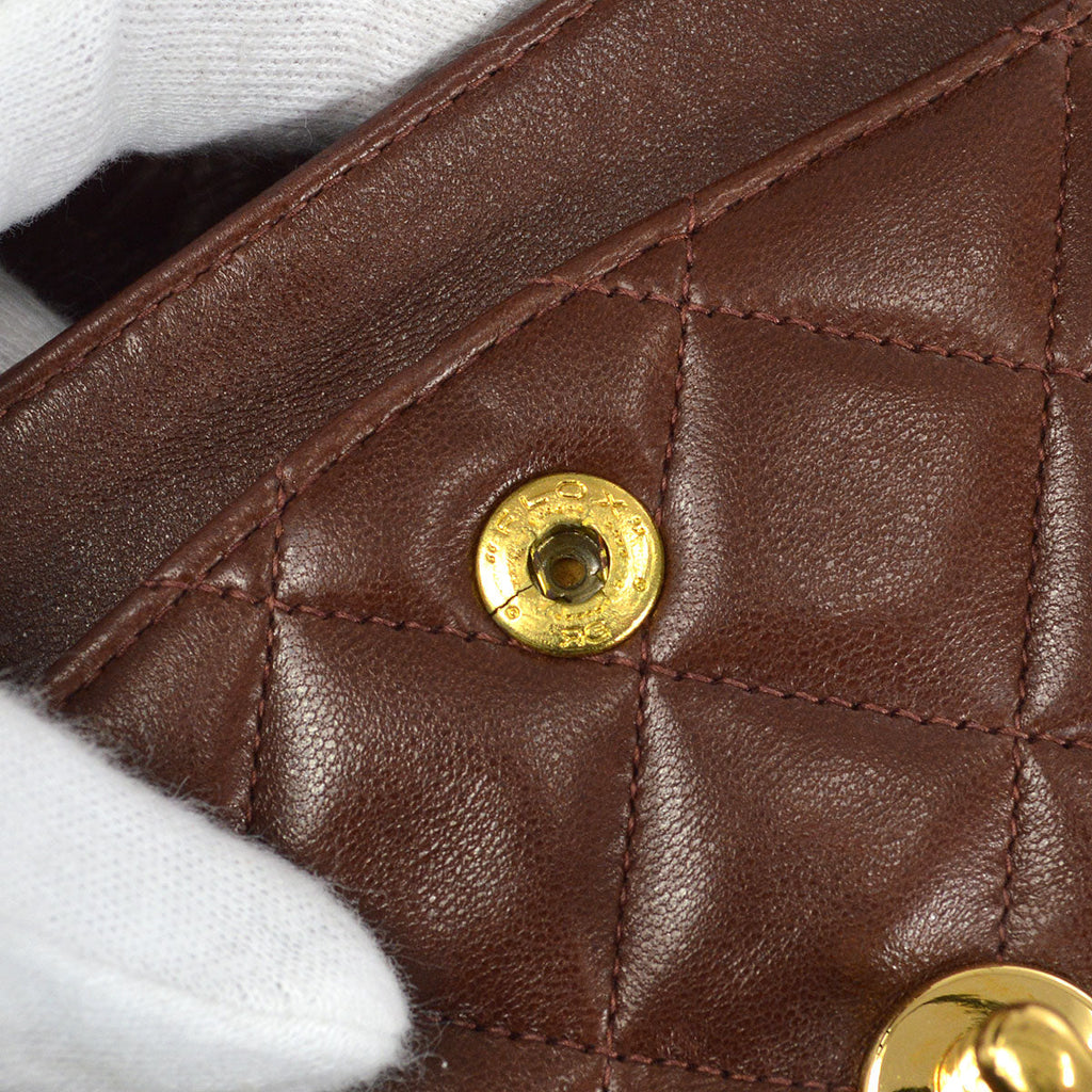 CHANEL 1996-1997 Classic Double Flap Small Brown Lambskin