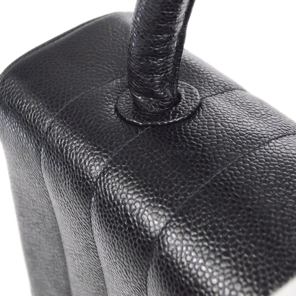 CHANEL 1994-1996 Border Vertical Flap Handbag Black Caviar