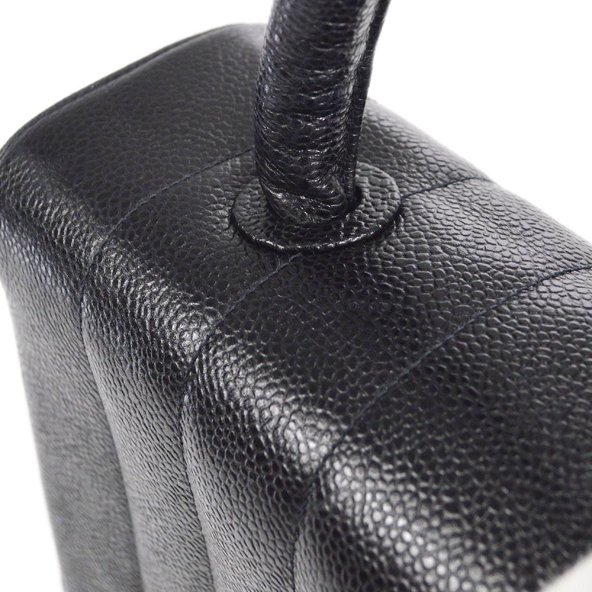 CHANEL 1994-1996 Border Vertical Flap Handbag Black Caviar