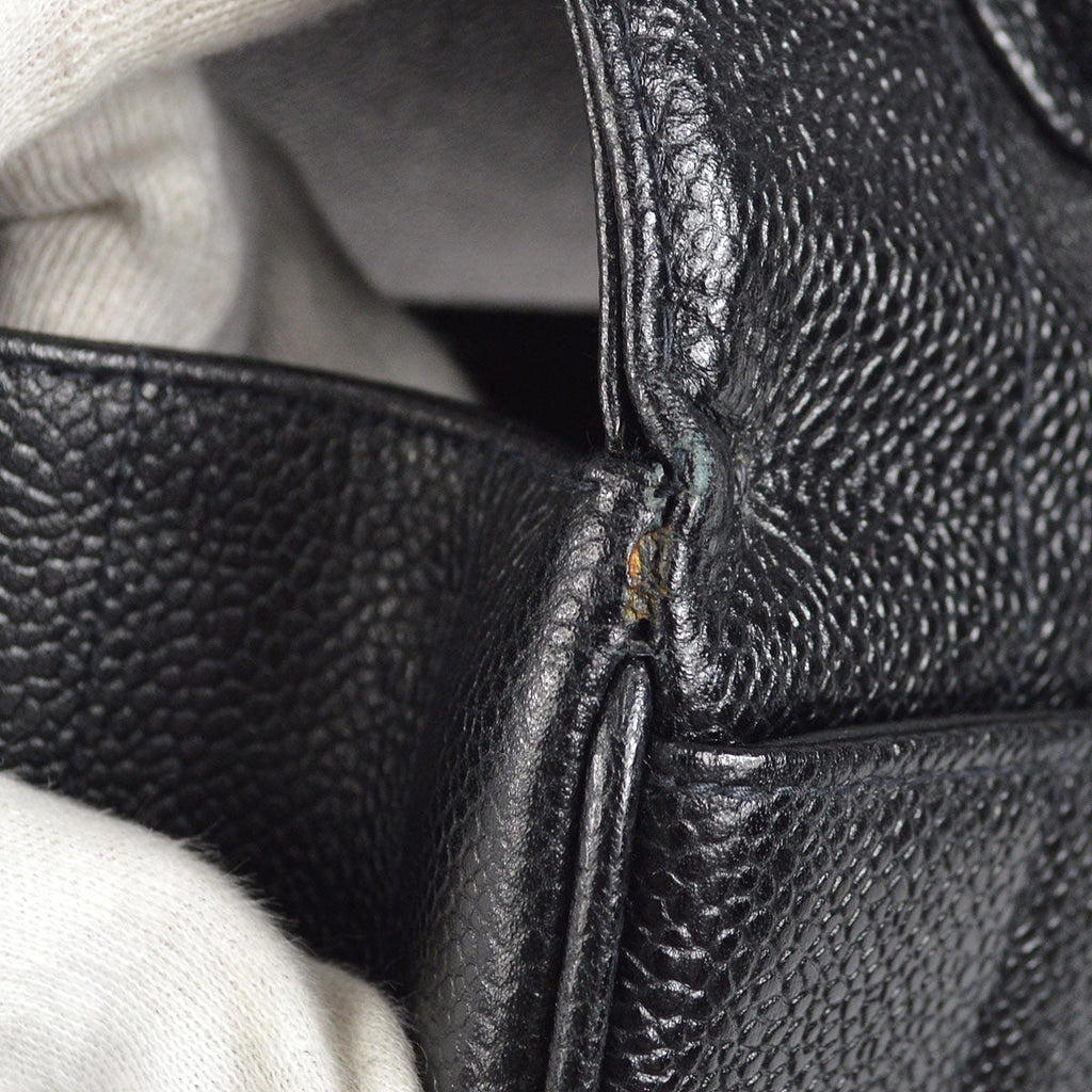 CHANEL 1994-1996 Border Vertical Flap Handbag Black Caviar