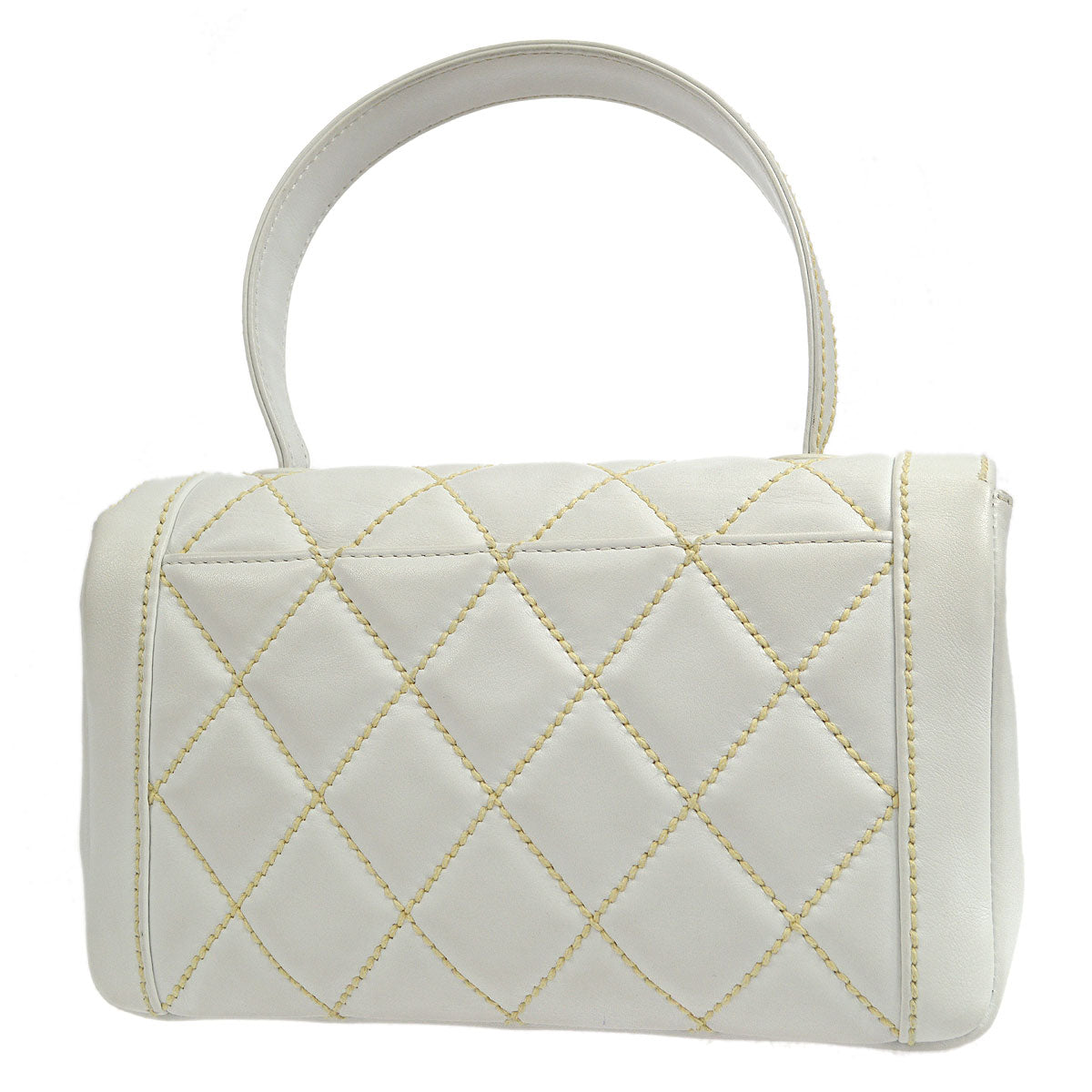 CHANEL 2004-2005 Wild Stitch Handbag Medium White Calfskin
