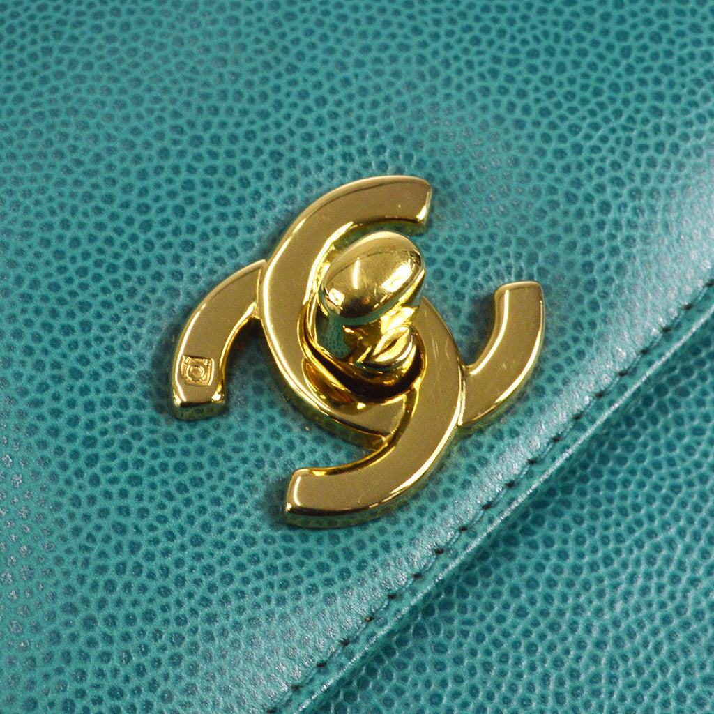 CHANEL 1998 Handbag Blue Caviar Medium