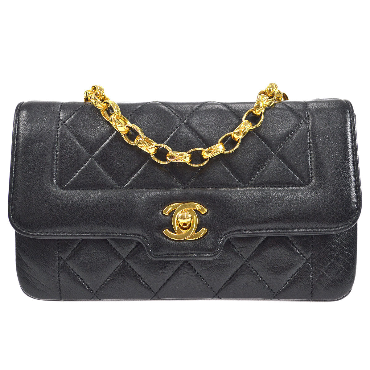 CHANEL 1989-1991 Border Flap Mini Black Lambskin