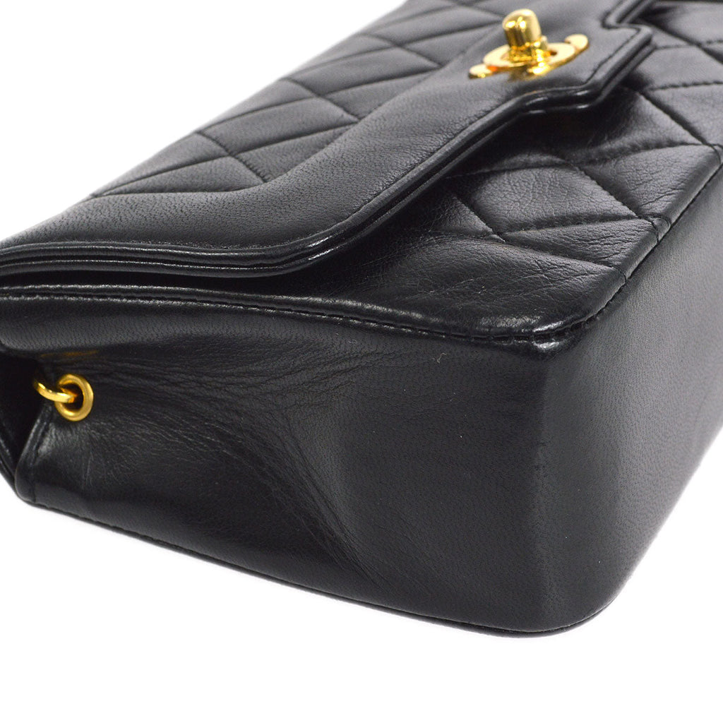 CHANEL 1989-1991 Border Flap Mini Black Lambskin