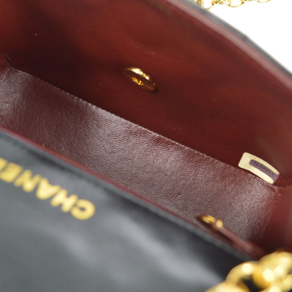 CHANEL 1989-1991 Border Flap Mini Black Lambskin