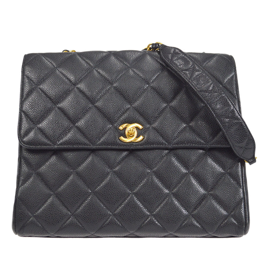 CHANEL Chain Shoulder Bag Black Caviar